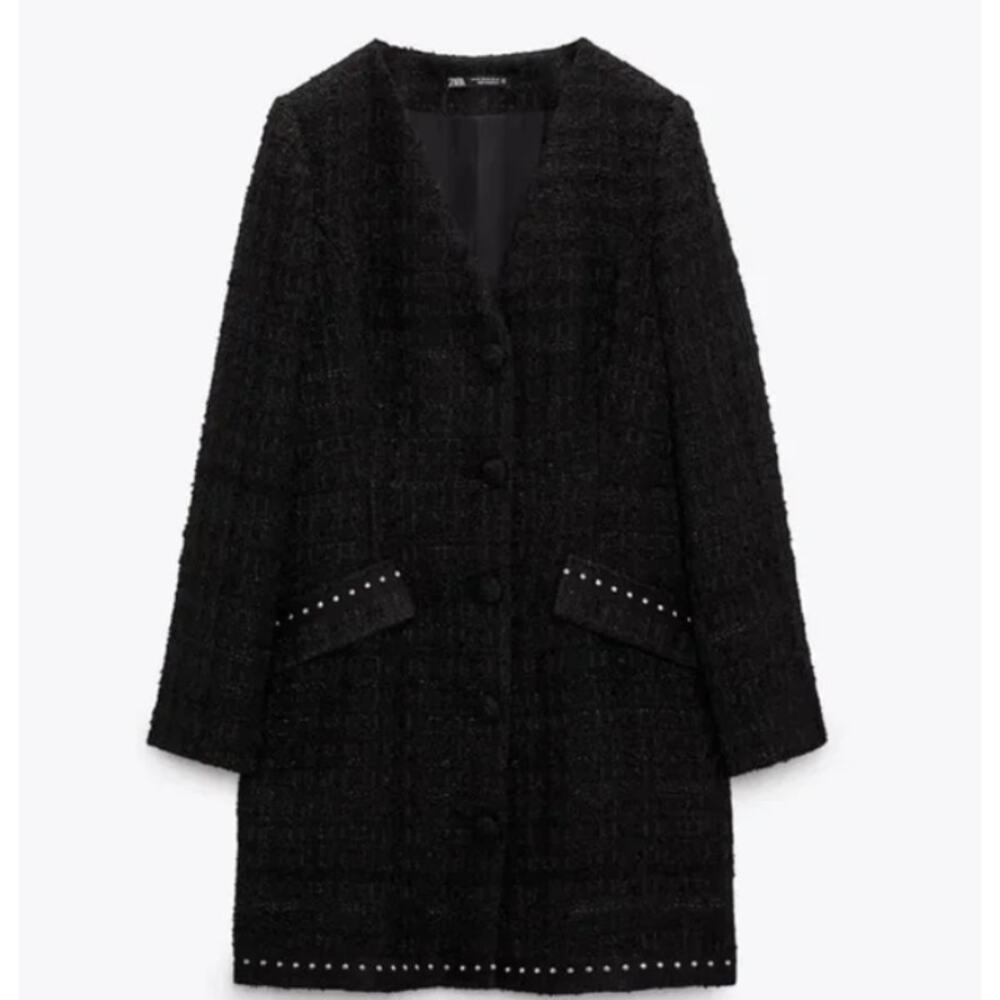 Zara Studded Tweed Blazer Dress size M